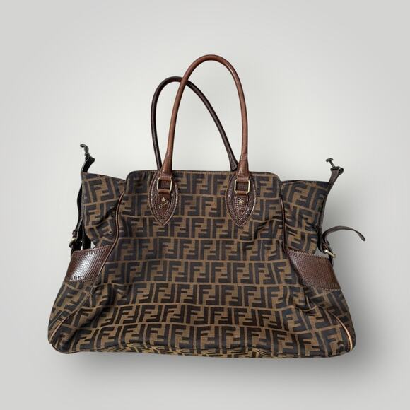 Vintage Fendi Zucca Canvas Tote Bag Brown - Picture 1 of 16